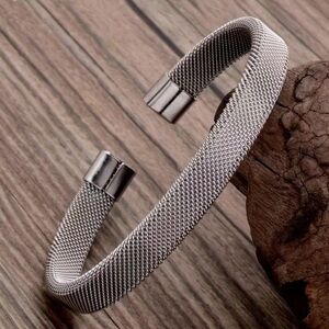 NEW Men’s Silver 925 Stainless Steel Minimalist Cuff Bangle Open Bracelet